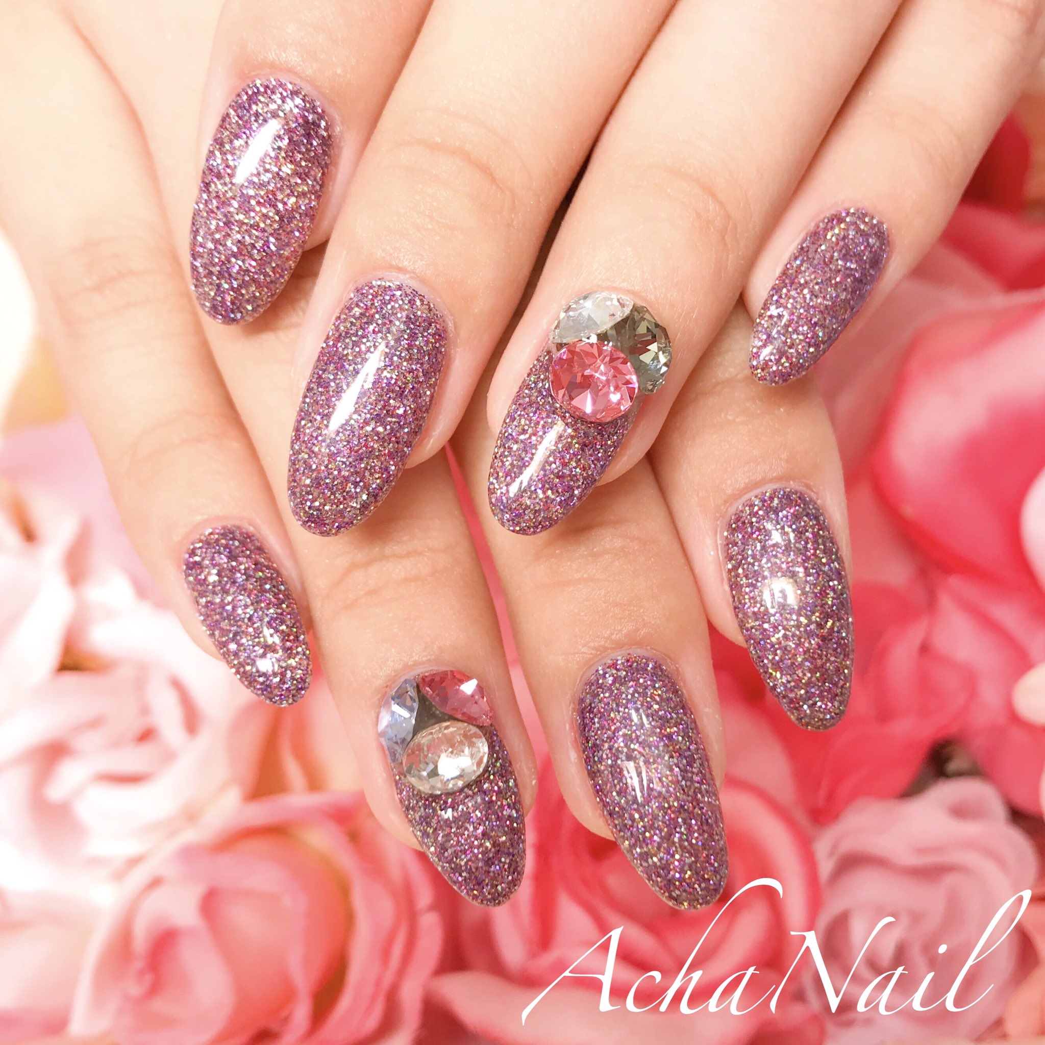 ネイリストasami Achanail オリジナルミックスグリッター T Co Gdriuuwiaq グリッターネイル スワロフスキー ビジューネイル アナスイ風 ネイル ジェルネイル フィルイン フィルイン導入サロン 南池袋 池袋 池袋ネイルサロン ネイル