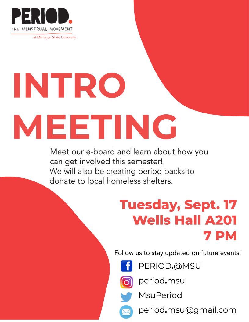 Join us next Tuesday for our first meeting of the semester!