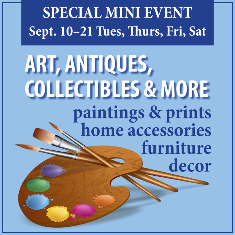 March yourselves on over for a mini version of our March event! Featuring the finest in furniture, art, antiques, collectibles and more. 
Starting tomorrow-Tuesday the 10th, running till Saturday the 21st, from 10 to 4. We hope to see some familiar and friendly new faces!