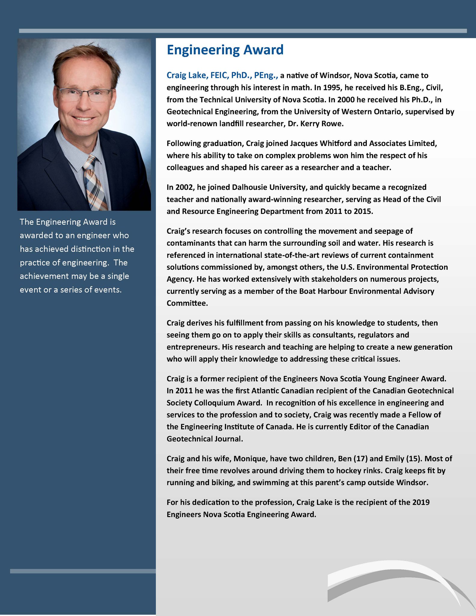 Engineers NS on Twitter "Who is Dr. Craig Lake, FEC, P.Eng.? Engineers