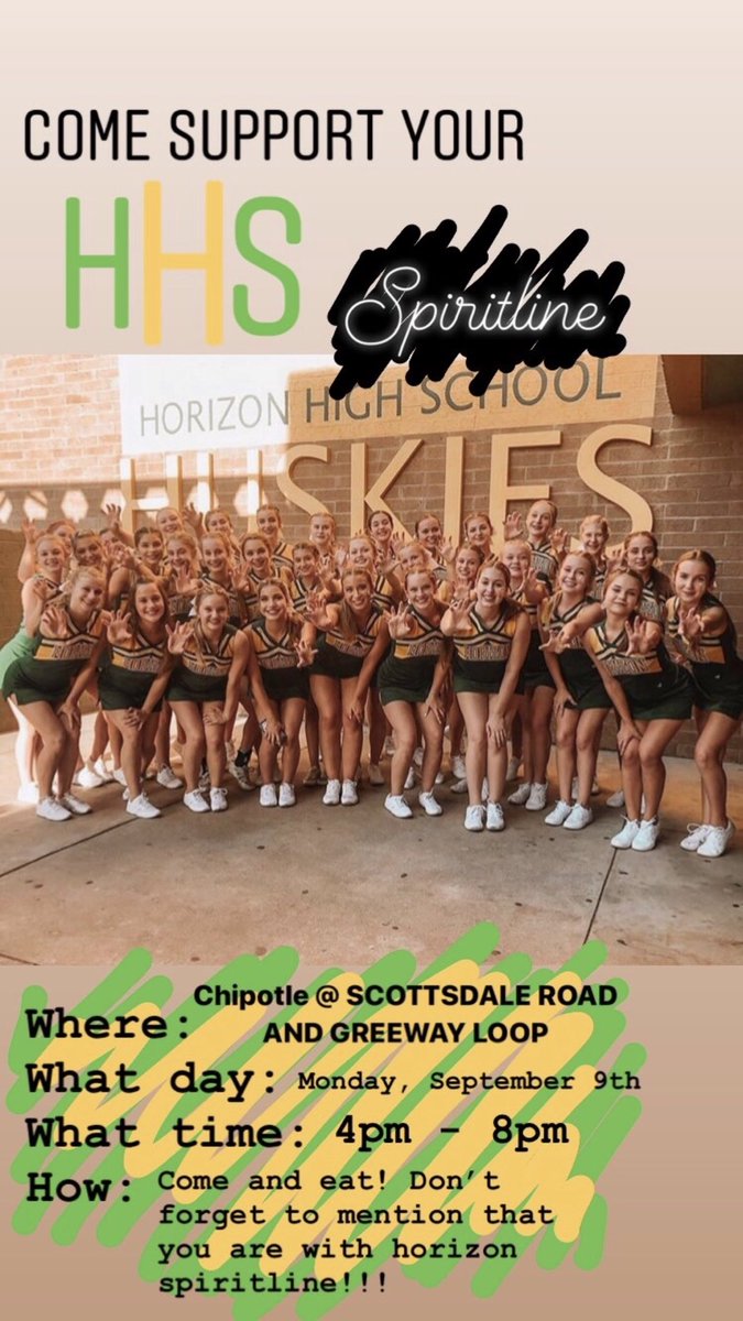 go to chipotle by the Scottsdale Quarter today from 4–8 pm and say you’re there for Horizon spiritline!