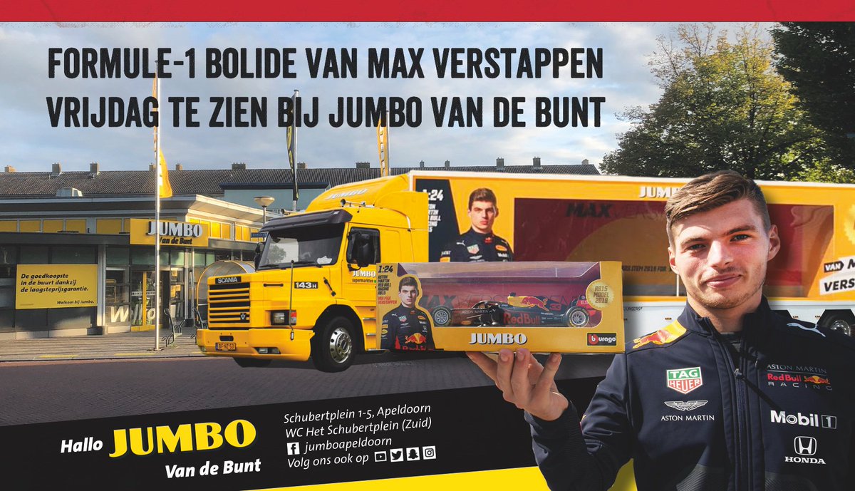Ben jij ook zo’n grote fan van Max Verstappen? 

De auto van Max Verstappen is vrijdag 13 september tussen 17:30 en 18:30 uur te zien op het Schubertplein in Apeldoorn. 
Zorg dat je erbij bent dan kun jij met de raceauto op de foto!
Ps. Max is er zelf helaas niet bij aanwezig.