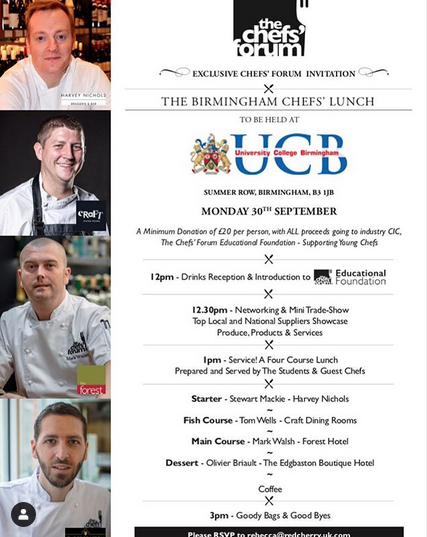 RitterCourivaud's tweet photo. Close to Birmingham? You are going to want to be at this fantastic event hosted by @thechefsforum on the 30th September...

#chef #chefs #chefslife https://t.co/vRNAXBGBYx
