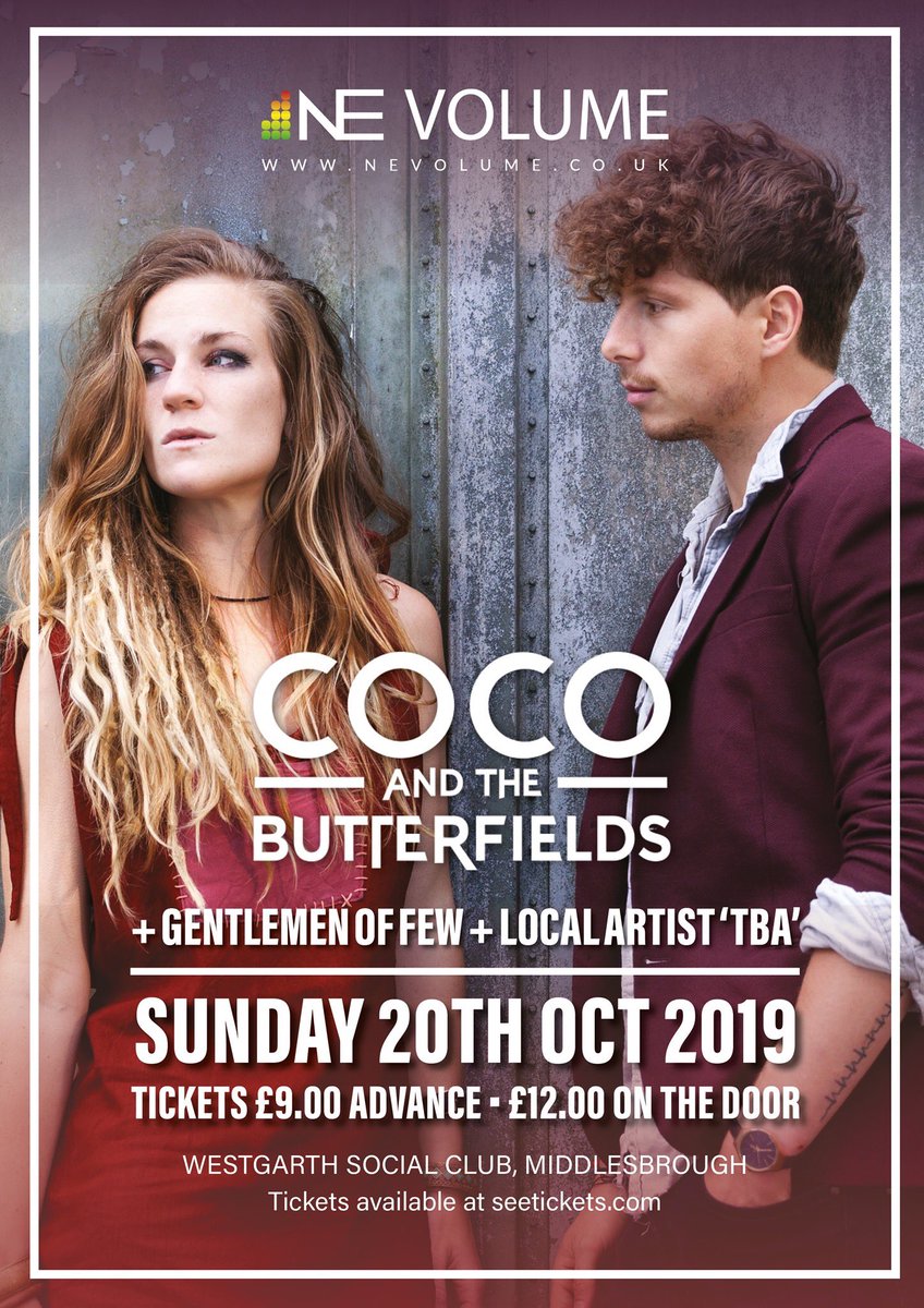 Influenced by genres including folk, indie, pop, world music, hip-hop and R&amp;B, CoCo and the Butterfields make their way to #Middlesbrough next month. There are only 30 tickets left! Details: facebook.com/events/3061807…