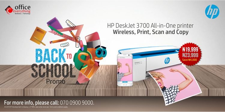DemolaExpoze's tweet photo. The #BackToSchoolPrintPromo offer is only valid while stock last at any @OeNigeria outlet near you
The HP Deskjet 3700 series printer comes in various colours; Sea green, blue, red & stone.
Buy now from @OeNigeria. Delivery available nationwide. #BackToSchoolPrintPromo https://t.co/5aAvJRlYHt