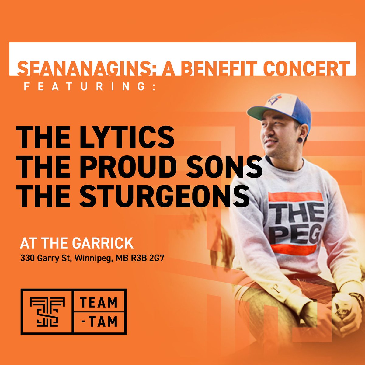 WINNIPEG! Come and party for a great cause! Team Tam presents a benefit concert for Sean Tam. Featuring: @the_sturgeons, <a href="/theproudsons/">The Proud Sons</a> &amp; <a href="/thelytics/">The Lytics</a>! ALL Funds raised will help pay for Seans cancer treatments at the Mayo Clinic. 
🎟Tickets on sale now --> buff.ly/2UIqUOK