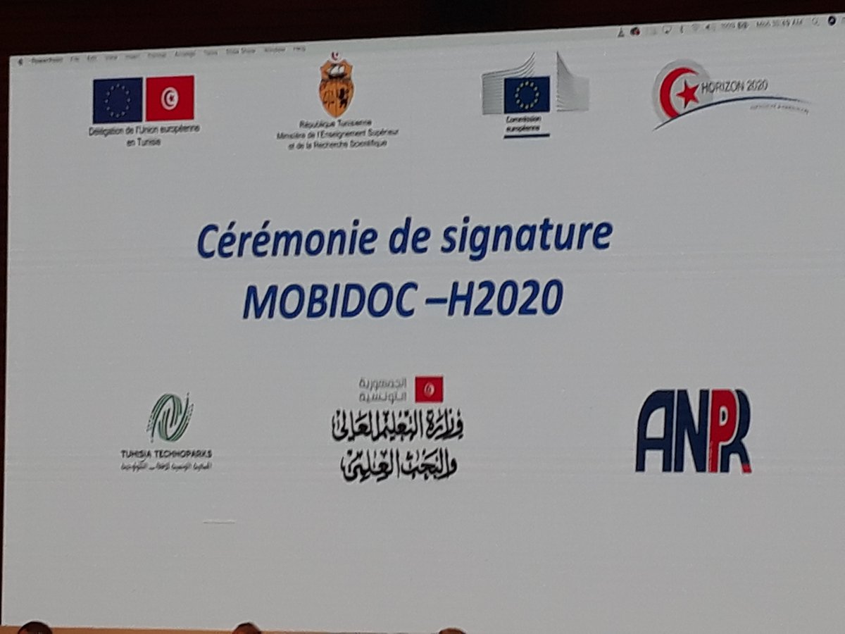 UeTunisie's tweet image. En marge des TESI days - Signature de #MOBIDOC-#H2020: un accord cadre de coopération. Objectif: financer la mise à disposition de docteurs pour appuyer les technopoles et leur entourage socio-économique afin de développer les projets de recherche et les process de valorisation.