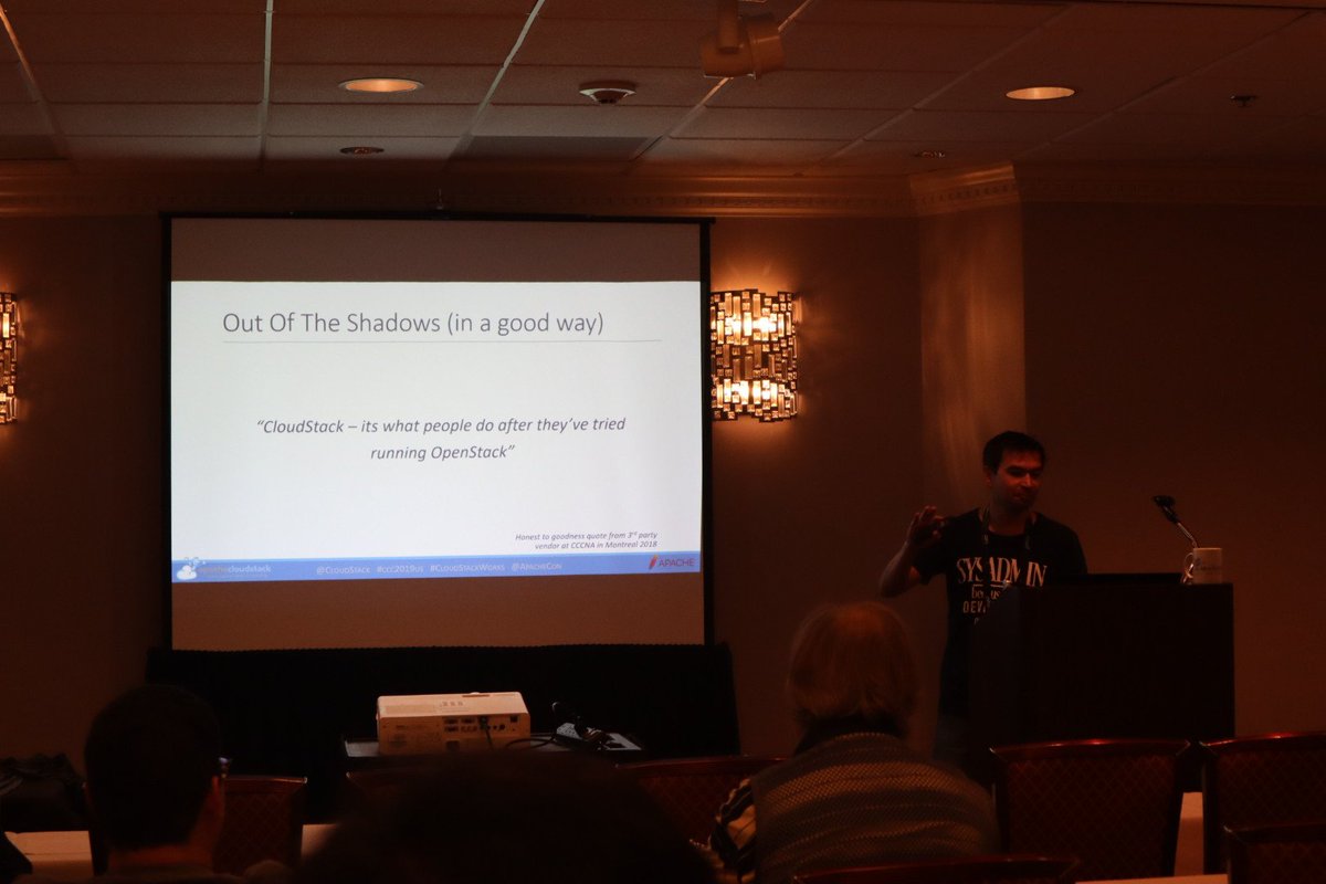 ShwStppr's tweet image. #CCC19US has started! Keynote by @CloudyAngus @shapeblue #apachecon #cloudstackworks
