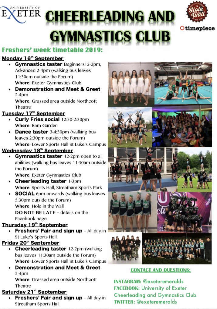 Don’t forget to come along to our taster sessions in Freshers’ Week! We are hosting session for boys and girls of all abilities so there’s something for everyone💚