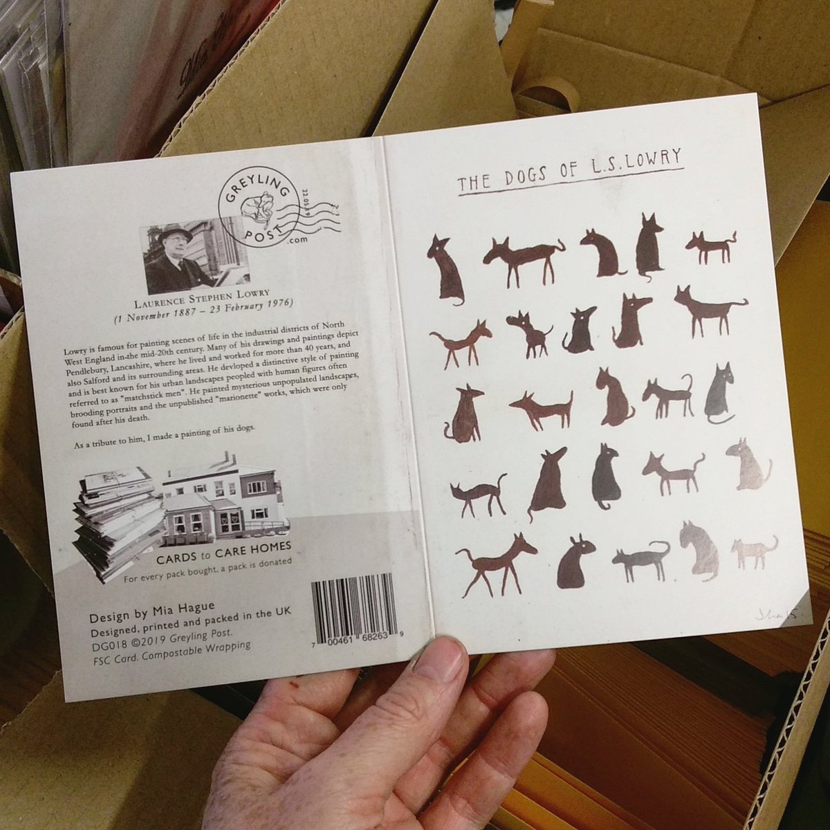 GreylingPost's tweet photo. Our #dogsoflslowry card is now back in stock! #lslowry #greylingpost #cardstocarehomes https://t.co/ilsxOkk1iy