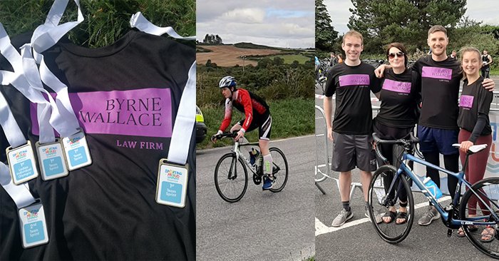 Congrats to @ByrneWallace staff who did the firm proud at the <a href="/sportingproud/">Sporting Proud Triathlon</a> Triathlon, in aid of <a href="/PMVTrust/">Peter McVerry Trust</a>, winning 1st in the Individual Olympic, and 1st &amp; 2nd in the Relay Team Sprint. Well done to all who took part &amp; organised this great event #CSR #wellnessatwork #Wellbeing