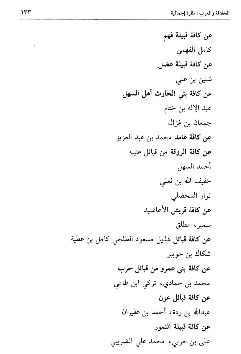 -

شيوخ قبيلة #بني_الحارث الواردة أسمائهم في وثيقة زعماء القبائل في عهد الشريف الحسين بن علي من كتاب تاريخ الثورة العربية الكبرى :

الشيخ شرار بن مهرس أمير #الشدادين والشيخ نويهض بن عايش أمير ذوي حنيتم #الشلاوى والشيخ عبدالإله بن ختام والشيخ جمعان بن غزال من أمراء #ناصرة .