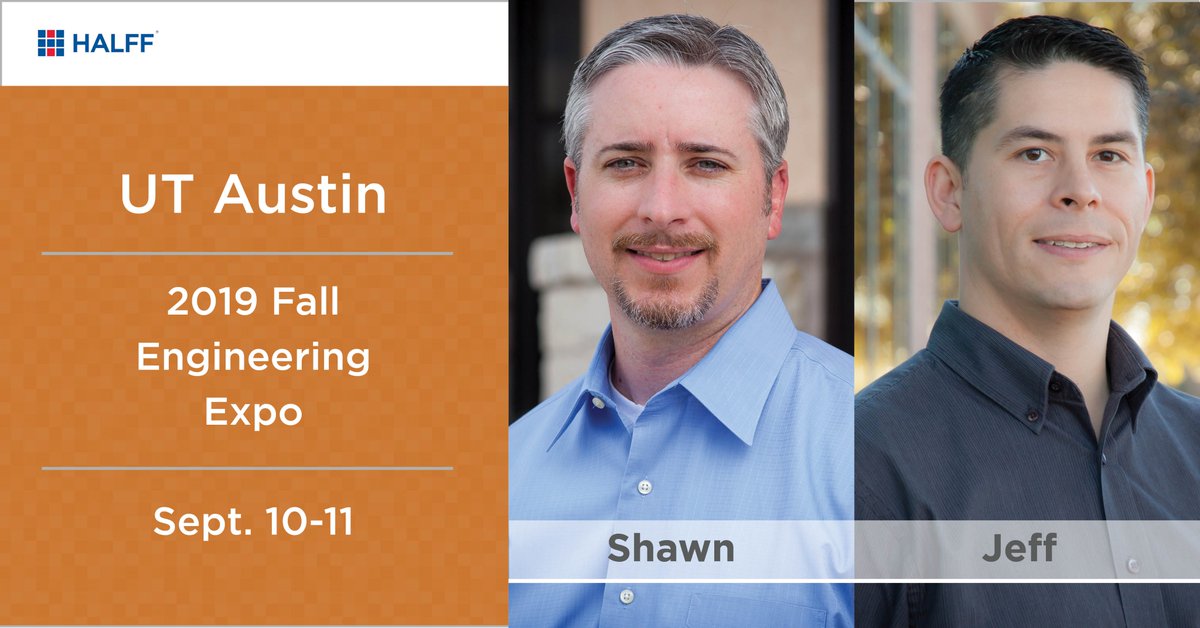 wearehalff's tweet photo. Shawn and Jeff are headed to the UT Austin Engineering Expo tomorrow and hope to talk to lots of potential recruits! check us out at https://t.co/vvlEGqgex4 and talk with Shawn and Jeff about career opportunities at Halff. #utengineering https://t.co/T0PNF7AYH7