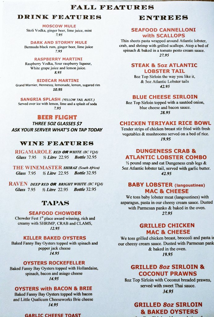 Happy Monday #Nanaimo #Ladysmith check out our Fall features starting tomorrow. Food pics coming soon.