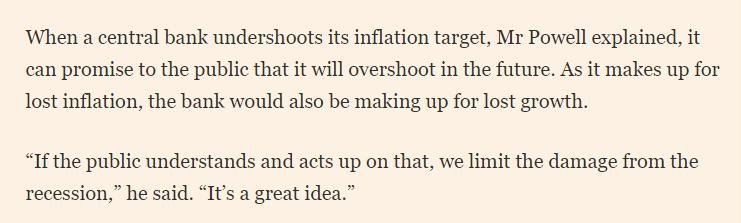 "As it makes up for lost inflation, the bank would also be making up for lost growth."This is such bullshit. "Inflation" is not a synonym for "real growth."