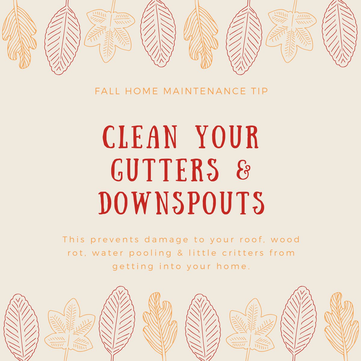 Fall is just around the corner ... keep in mind that your home may need a little TLC before the weather changes! 🍃🍁🍂
•
•
•
•
•
#quinnkc #quinnrealestate #quinnrealestateco #quinndevelopment  #kansashomes #kansasrealestate #fallhome #fallhometips #homemaintenance