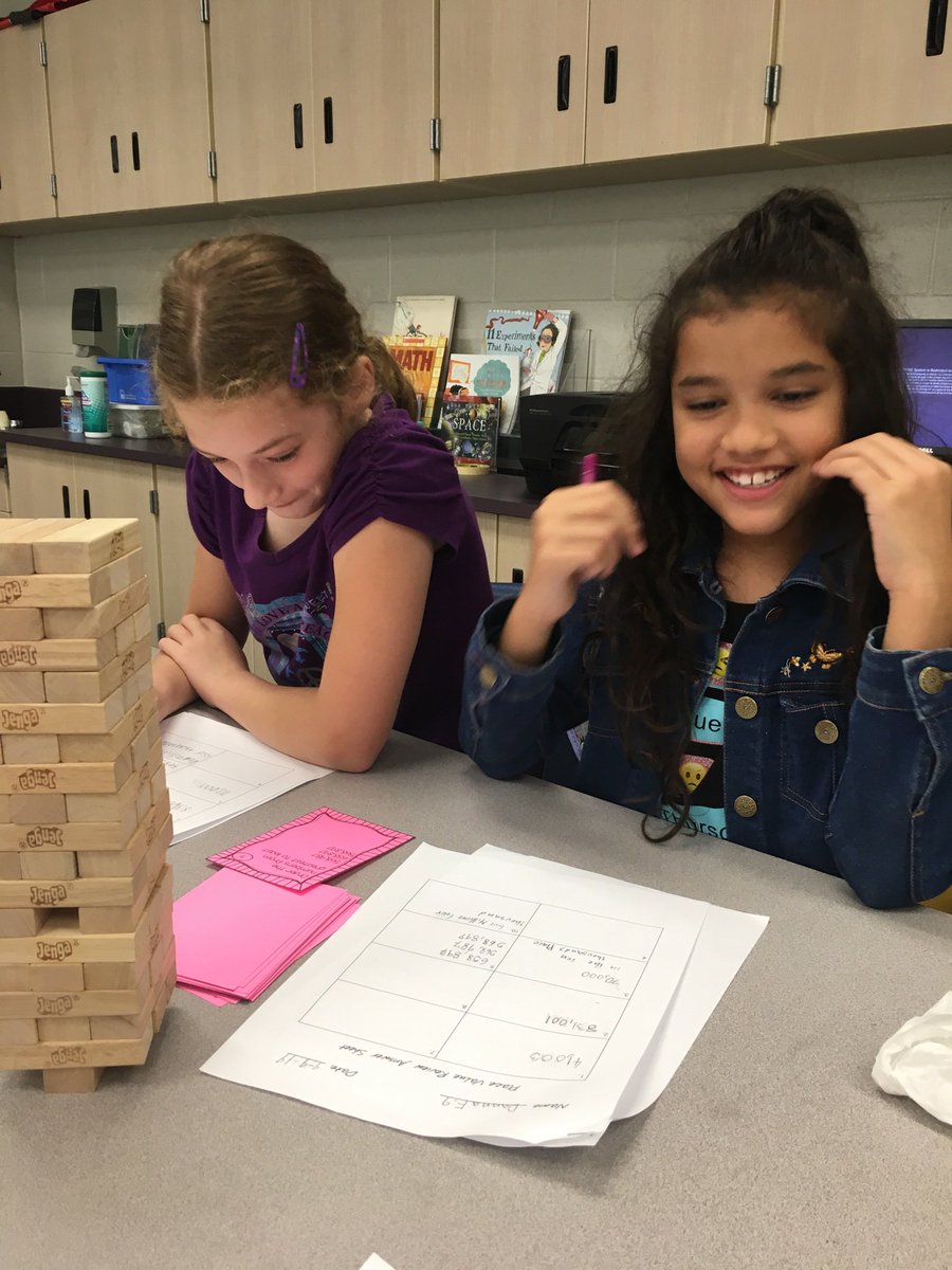 FlashyFleming's tweet photo. No better way to beat the Monday blues than playing Jenga Place Value Review! #GVgatorstong https://t.co/PK5nSP2N72