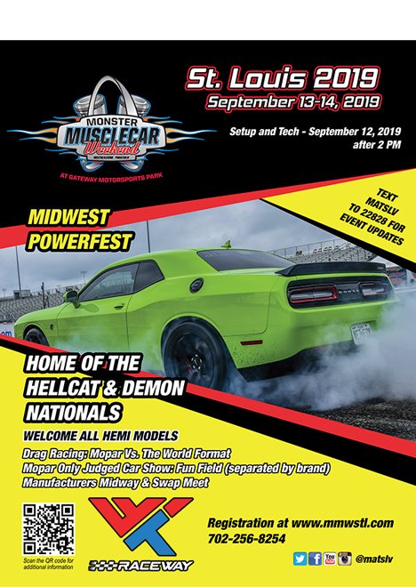 WWT Raceway (@wwtraceway) on Twitter photo <a href="/MuscleCarsSTL/">Monster Muscle Car Weekend</a> is happening THIS WEEKEND!
Drag racing, car shows, manufacturers midway and more!
For more information:
🔗 : mmwstl.com
For weekend schedule:
🔗: mmwstl.com/event-informat… <a href="/MuscleCarsSTL/">Monster Muscle Car Weekend</a> is happening THIS WEEKEND!
Drag racing, car shows, manufacturers midway and more!
For more information:
🔗 : mmwstl.com
For weekend schedule:
🔗: mmwstl.com/event-informat…