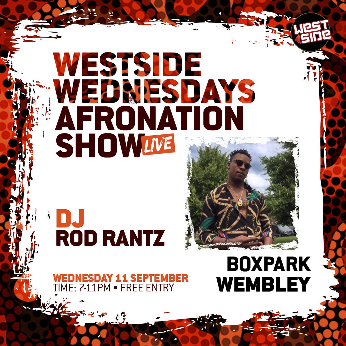 DJ Line Up for #WestsideWednesdays <a href="/AfroNationShow/">The #AfroNationShow</a> LIVE! at <a href="/BoxparkWembley/">BOXPARK WEMBLEY</a> 

<a href="/RodRantz/">#AFROBEATS VIBEZ SETTA ♠️</a> @ThisIsMikeyLee @MistaGeo_ <a href="/LuciaKaila/">Lucia Kaila</a> 

Wed 11 Sep | 7-11pm | FREE Entry