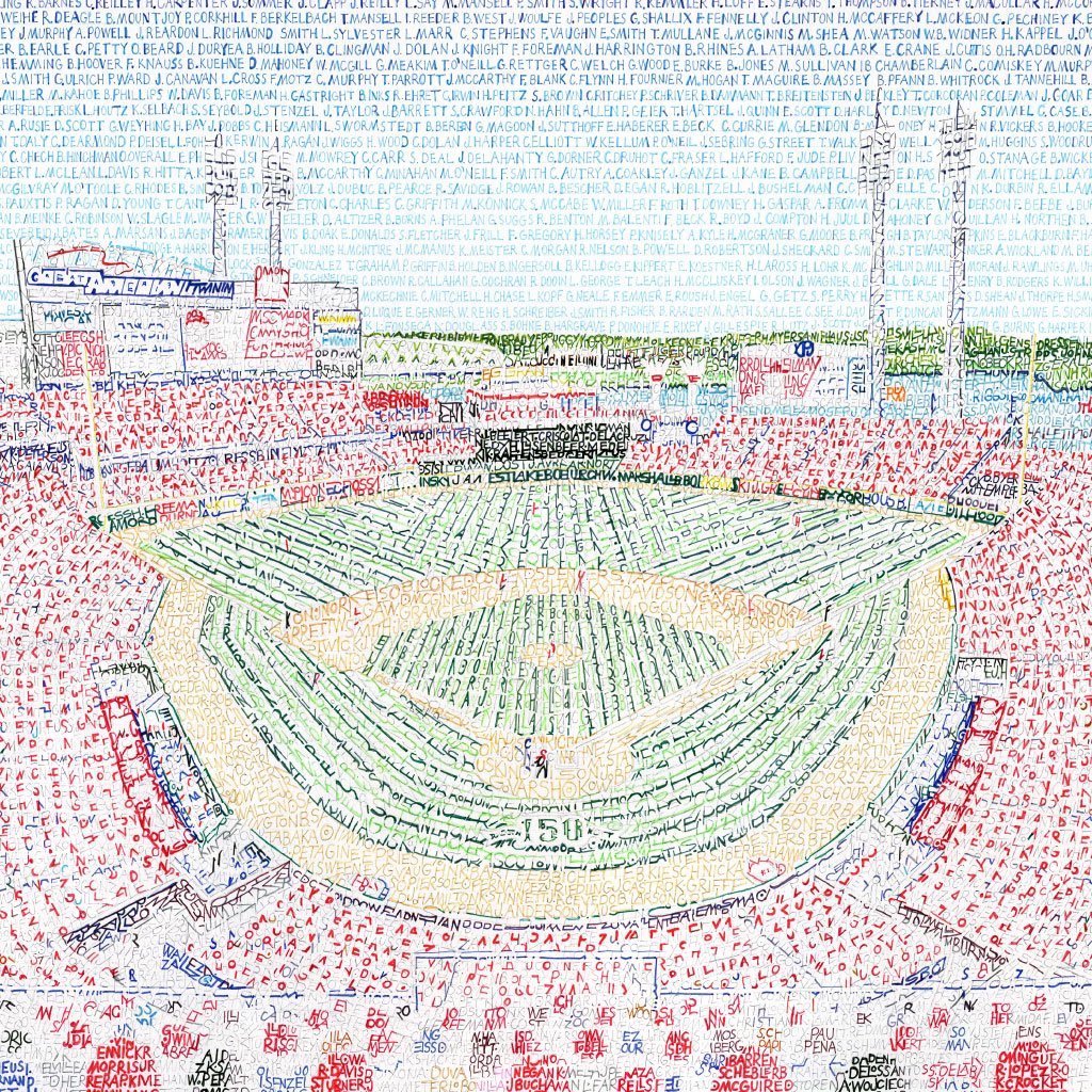 FINISHED! Introducing the Great American Ballpark word art, handwritten with the names of every Reds player in history!