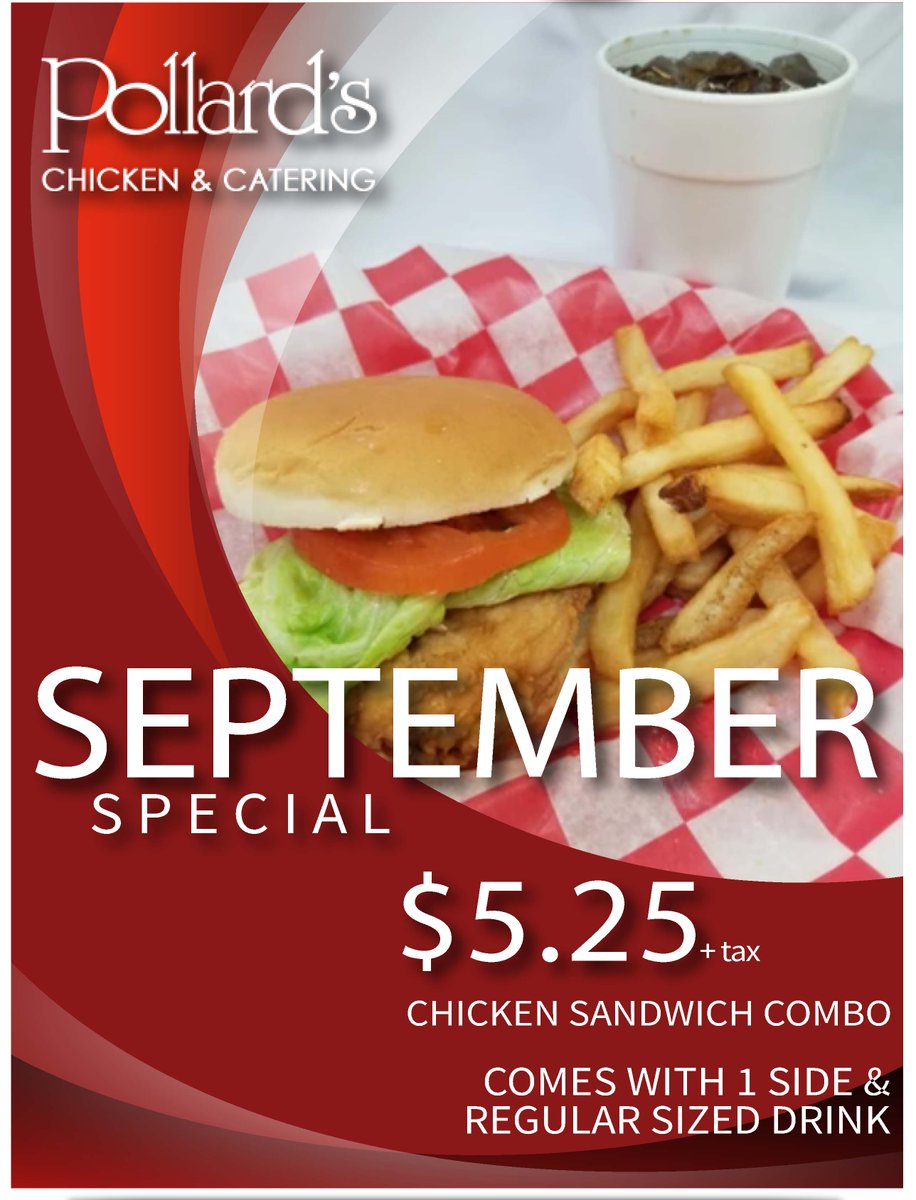 PollardsChicken's tweet image. Don't forget to come by this month for our September special!