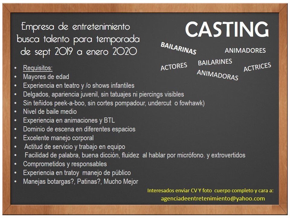 audicionesmx's tweet image. Audiciones para empresa de entretenimiento.