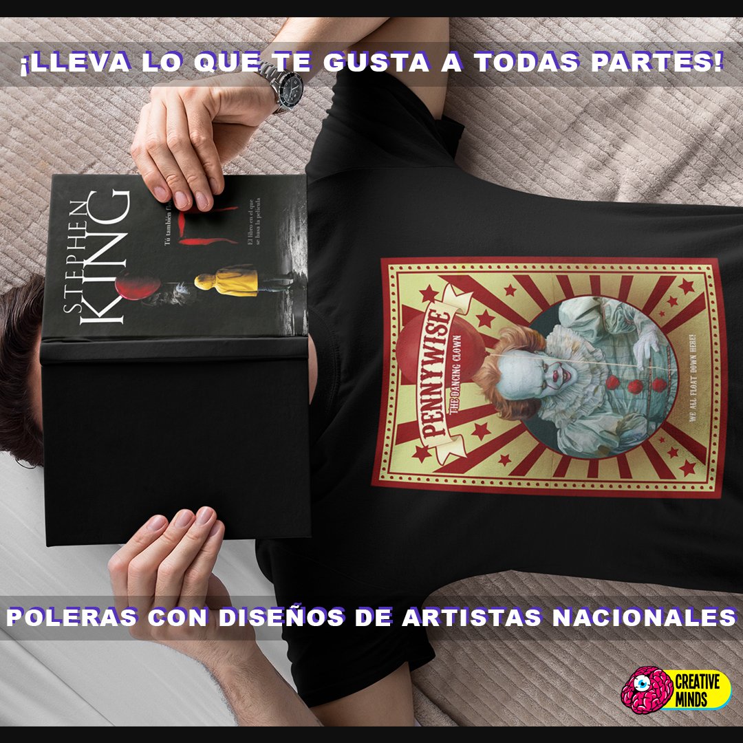 CM_ARTSHOP's tweet photo. ¿Has leído la novela de Stephen King? ¿Te impactó?💀
¡Entonces llévala a todas partes en tu polera!
En https://t.co/lJhv6ik5Nq encontrarás diseños nacionales de lo que más te gusta❤️
Ilustraciones de artistas nacionales que lo dan todo para tí🧠
#Chile #chilecompite #chilena https://t.co/GR9Q6Iy55m