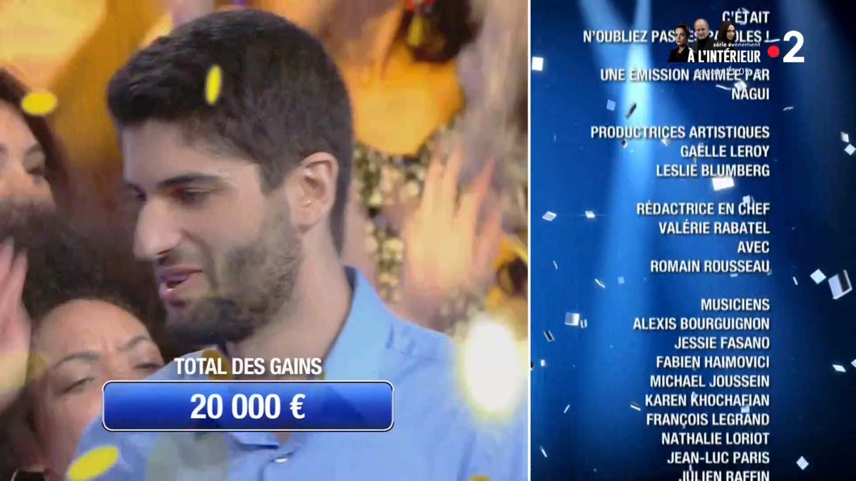 titi1960's tweet photo. #PremierMatch gagné par @kevinNOPLP face à #Aline avec 20 000€ dans sa cagnotte.
Le match retour, c'est tout de suite sur @France2tv https://t.co/aItG0q2VDX