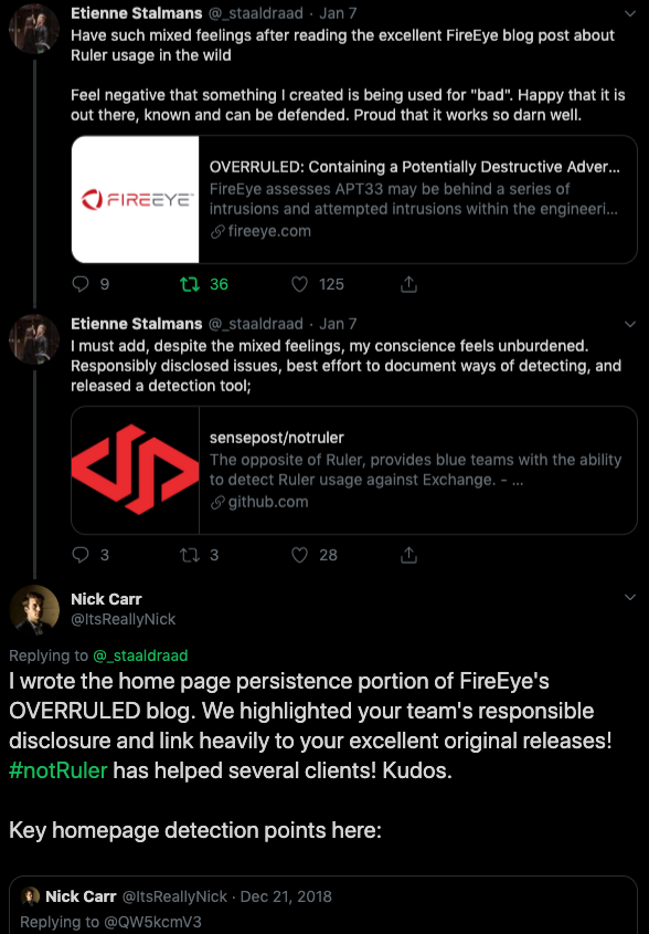 ItsReallyNick's tweet photo. @obscuresec @HackingLZ @jaredhaight @curi0usJack @FixTheExchange @DerbyCon @mackwage I chose the specific examples as they all predate #DailyToolDrop being a thing, but here are references:
APT28: https://t.co/fY1DrDYZlJ
APT32 (and 20+ diff tweet examples 😜): https://t.co/5TcTsxt7kN
APT33: https://t.co/vU0Fn4hfq5
APT34: https://t.co/3sDATE3zh9 https://t.co/dSxXlPbNoo