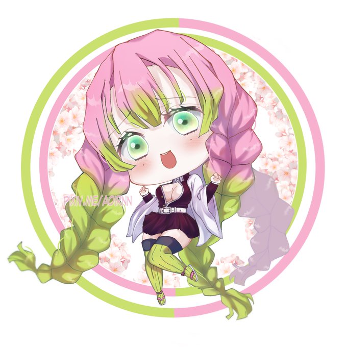 Aoi | comm openさんがTwitterに投稿した甘露寺蜜璃(鬼滅の刃)のイラスト。
