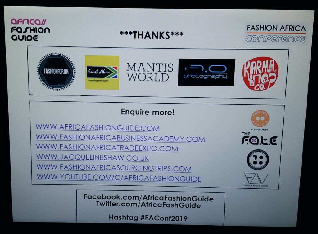 That's a wrap for the 9th Fashion #Africa Conference: "Shift Your Supply. #Africa. Fashion's Return" Conference.

Thank you to all our guest speakers, sponsors, volunteers and you the audience. #FAconf19 

Thank you to <a href="/ao_photography/">Abi Oshodi</a> for capturing the highlights 📸