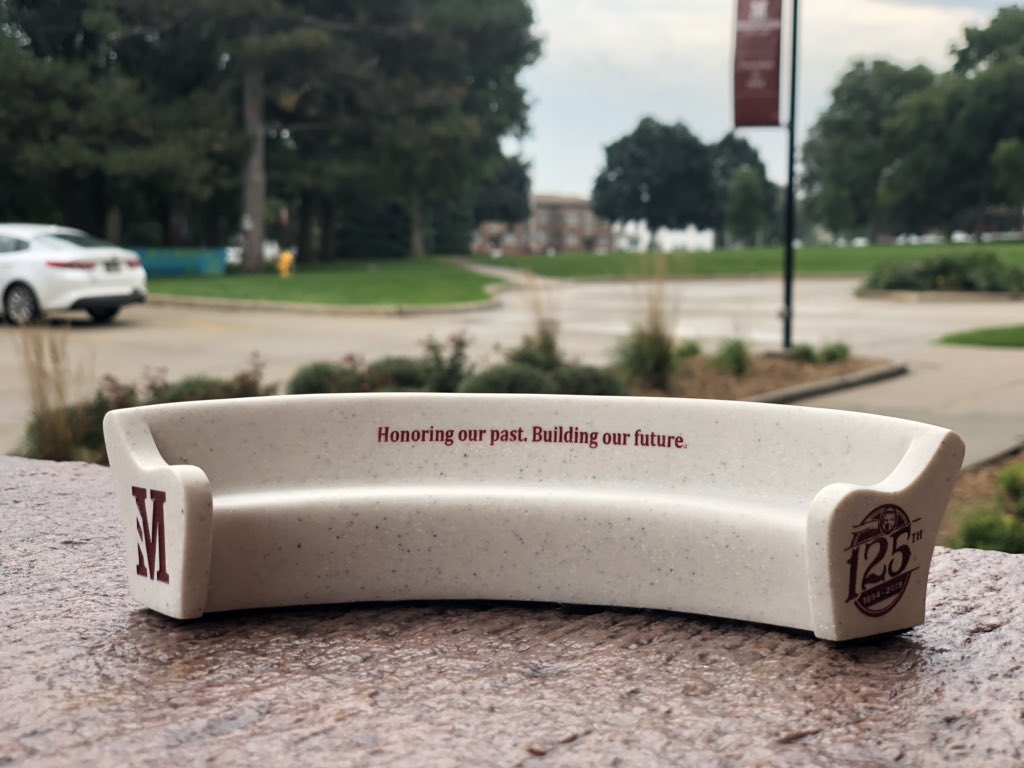 MorningsideEdu's tweet photo. This mini Spoonholder bench can be yours simply by signing up, then showing up and having a good time at the FREE 125th Celebration on Friday, Sept. 20, from 7-11pm at Eppley during Homecoming Weekend. Get on the list here: https://t.co/HGQMKzX58w https://t.co/6yXFg6EEZa