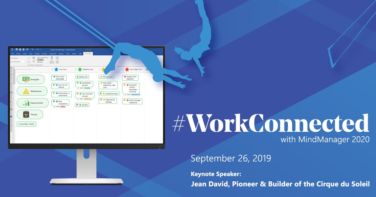 Mindjet's tweet image. Dealing with information overload? Learn how #MindManager can help you take control of your data at our #WorkConnected virtual event on September 26th. Register now! corl.co/2N76Wvp