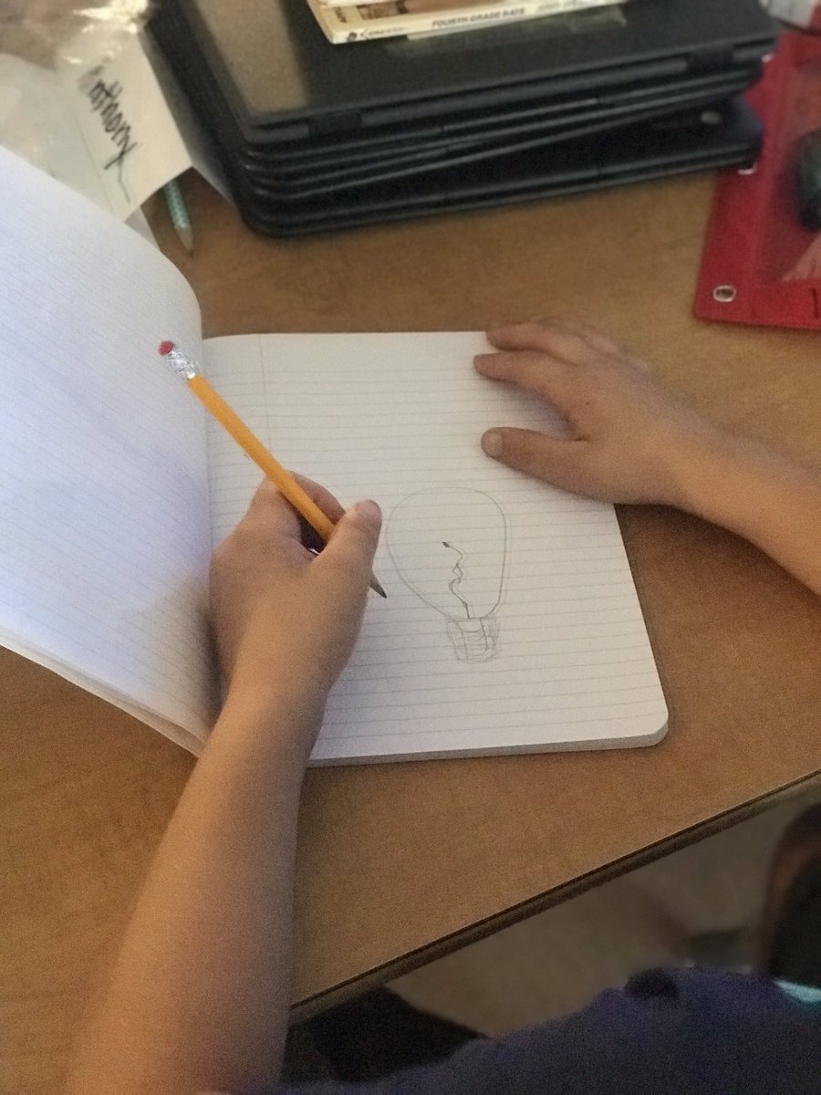 laurendhyatt's tweet photo. 4th Grade Students learning about energy, electricity, and circuits!π‘π Ss using STEM journals to sketch thoughts on how a lightbulb works! #investigativethinking #coteaching #studentscientists #growmaury @mm_sandrell @mcdowell_elem @MauryCoSchools https://t.co/kntJ4A9YZQ