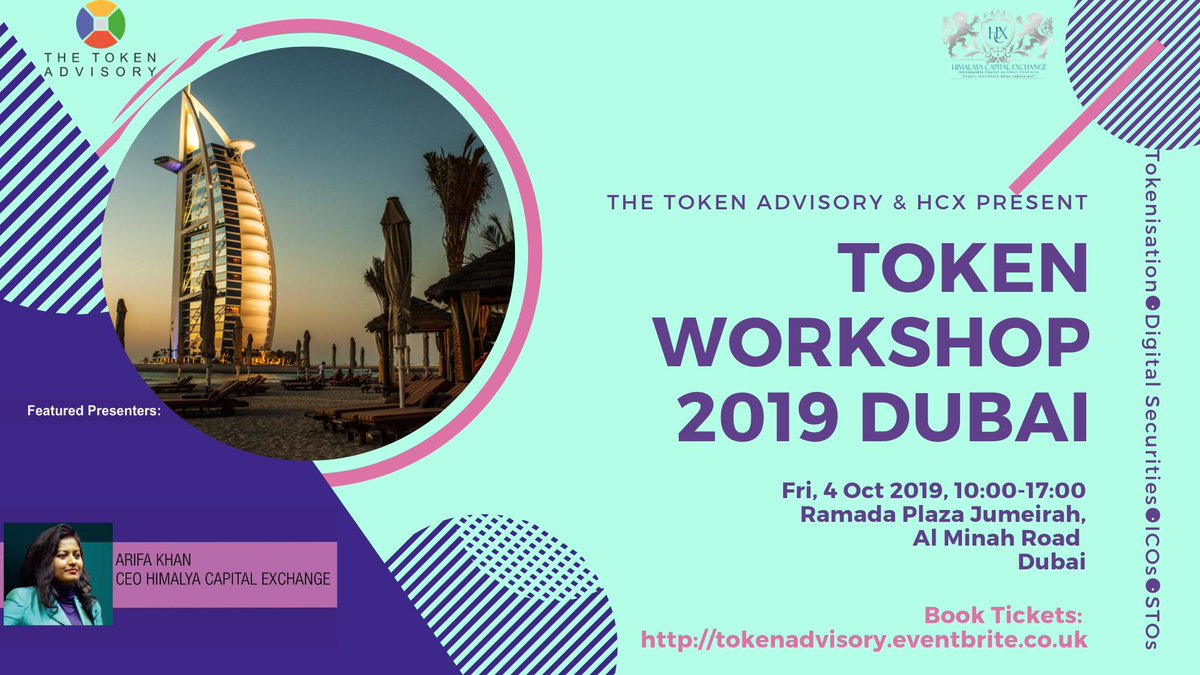 Join Us in our next Workshop at Dubai on 4 oct 2019: For Tickets:(link: tokenadvisory.eventbrite.co.uk) 
(in.explara.com/e/tokenworksho…) 
#blockchaintechnology  #altcoin #securitytokensummit
#crypto #indianenterpreneur #dubai #finance  #tokens