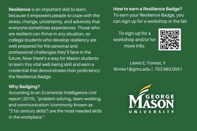 Join the Resilience Badging Challenge and earn a digital badge! Learn more and apply today: 
ulife.gmu.edu/wellbeing-land…
<a href="/GeorgeMasonU/">George Mason University</a> <a href="/MasonULife/">Mason ULife</a>