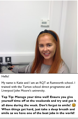 RumworthITT's tweet photo. Some more brill advice from one of our amazing RQT'S! Thank you Katie for some brilliant advice :) https://t.co/zWxYkRwUiF