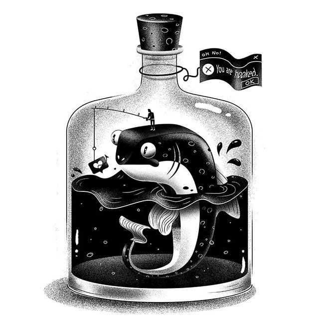 Hooked! .
.
#illustrationdaily #blackandwhite #fish #instaart #illustratorsoninstagram #illustrationdaily #hooked #print #illustration ift.tt/2HWThUa