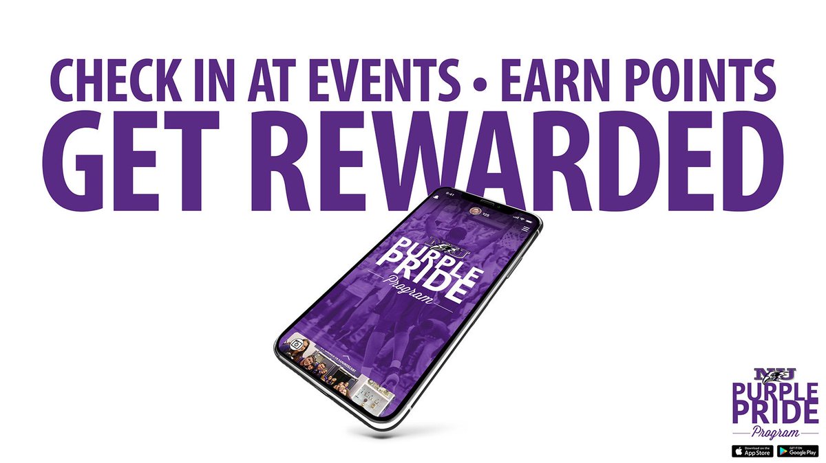 Have you download the NU Purple Pride app yet⁉️ Start earning points to unlock prizes by going to events! 💜🦅