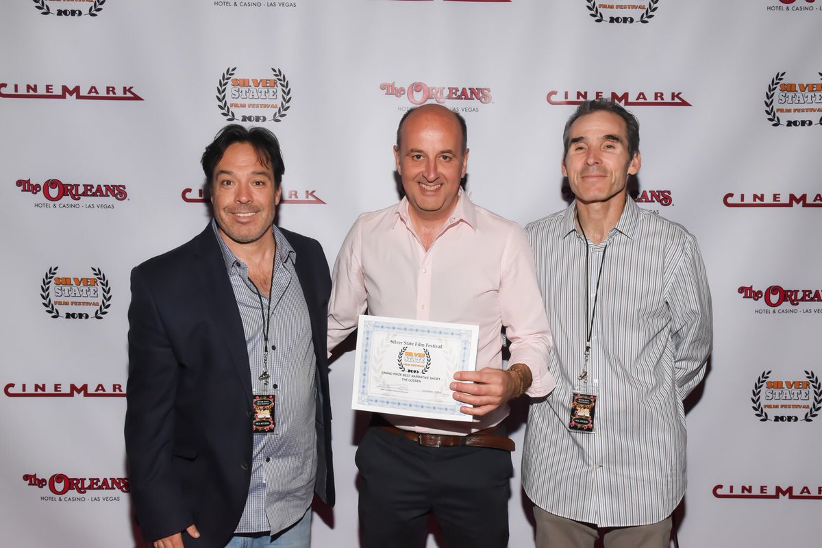 We are delighted to announce that The Lossen has been named BEST NARRATIVE SHORT at <a href="/SilverStateFF/">Silver State Film Festival</a> 🏆

Here’s Director, Writer and Producer Colin Skevington alongside Jon Gursha, Festival Director and Peter Greene, Program Director.

#shareyourdream #lasvegas #film #bestshort
