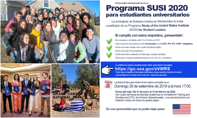 UMInitium's tweet photo. 📣¡Inscripciones abiertas para "SUSI for Student Leaders 2020"! 

▶️Un programa de intercambio de 5 semanas para estudiantes universitarios de 18 a 25 años 🙌🏽

📍 Institute for Training and Development, Amherst, Massachusetts 

▶️Inscripciones y +info en: https://t.co/YRAn0Hf3wU https://t.co/jb5mGtlJ21