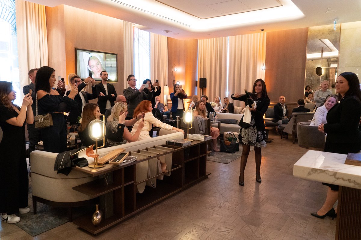 StRegisToronto's tweet photo. Saber the moment and #ToastToTIFF Sept 5-15 at our @MoetChandon POP-UP Champagne Lounge 🍾🥂✨ Feat. LIVE jazz musicians, champagne menu w/ Moët & Dom Perignon champagne by the glass & bottle, signature cocktails + our champagne sabering ceremony 6pm daily. #LiveExquisite #TIFF19 https://t.co/HRc7WlA0q6