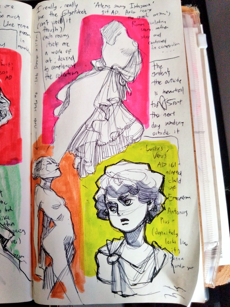 Happy place: drawing classical sculptures at a very beautiful, very empty museum @Glyptoteket 
