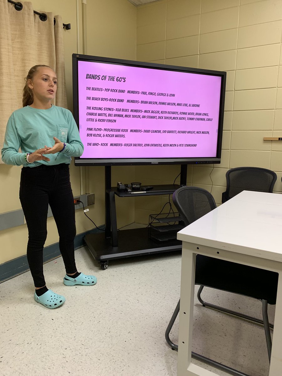EnglishDivaVMHS's tweet photo. My 8th grade GRC kids presenting on the 60’s in preparation for reading The Outsiders #jacketracket #betheone #wearevincentstrong #theoutsiders #backgroundknowledge @VMHS_Jackets @Shelbyedk12alus https://t.co/gHqruYm35Z