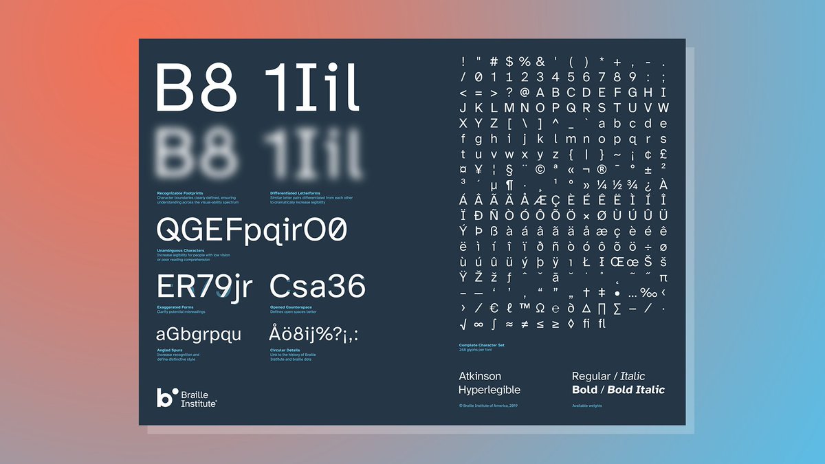 Fast Company Brailleinst And Helloapplied Collaborated To Create Atkinson Hyperlegible A Typeface Designed To Increase Legibility For People With Low Vision And This Year S Fcdesignawards Graphic Design Winner T Co