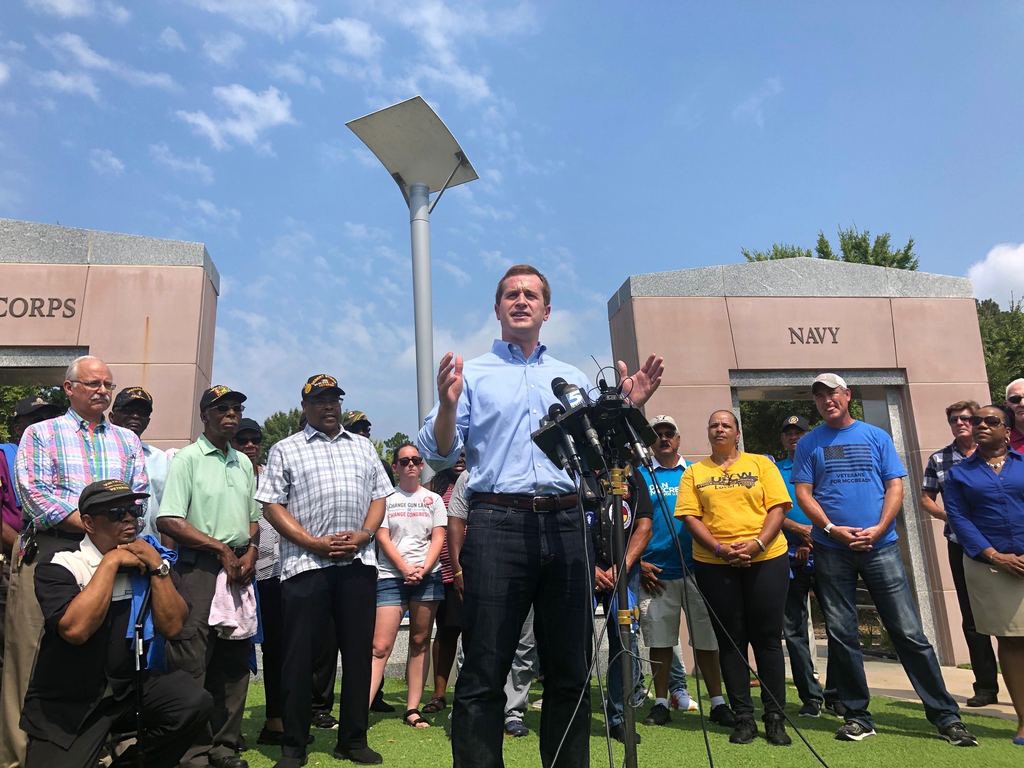 McCreadyForNC's tweet photo. No one should go to Washington as a Democrat first or a Republican first, they should go as Americans first. That’s why I stood with fellow veterans from both parties to say: let’s work across the aisle to lower healthcare costs and get the job done for North Carolinians. #nc09 https://t.co/je1dFMEQSa