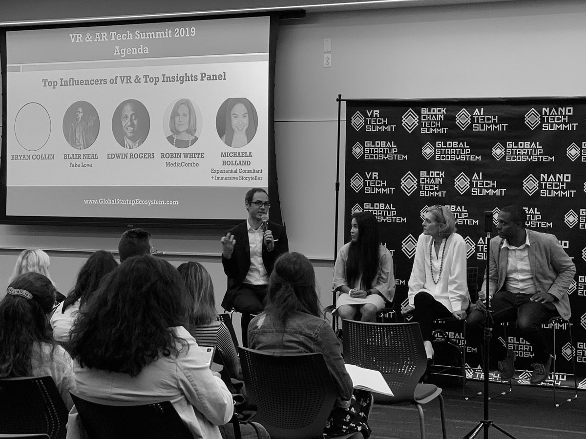 vrtechsummit's tweet image. Pleased to have our second panel of speakers discussing the reasons why influencers and pioneers are making headway  in the VR and AR industry and the future of reality! #vrtechsummit19 #futuretechweek #virtualreality #gseaccelerator19