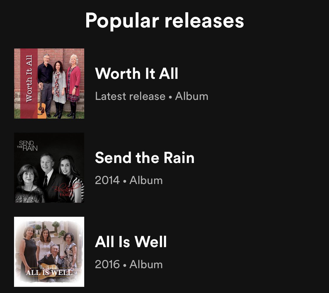 buddyblunkall's tweet photo. Just a reminder, we now have our latest three cds available on most of your favorite streaming services. If some of you wouldn’t mind, would you please retweet this? Thanks. https://t.co/lxTM91Wnu6