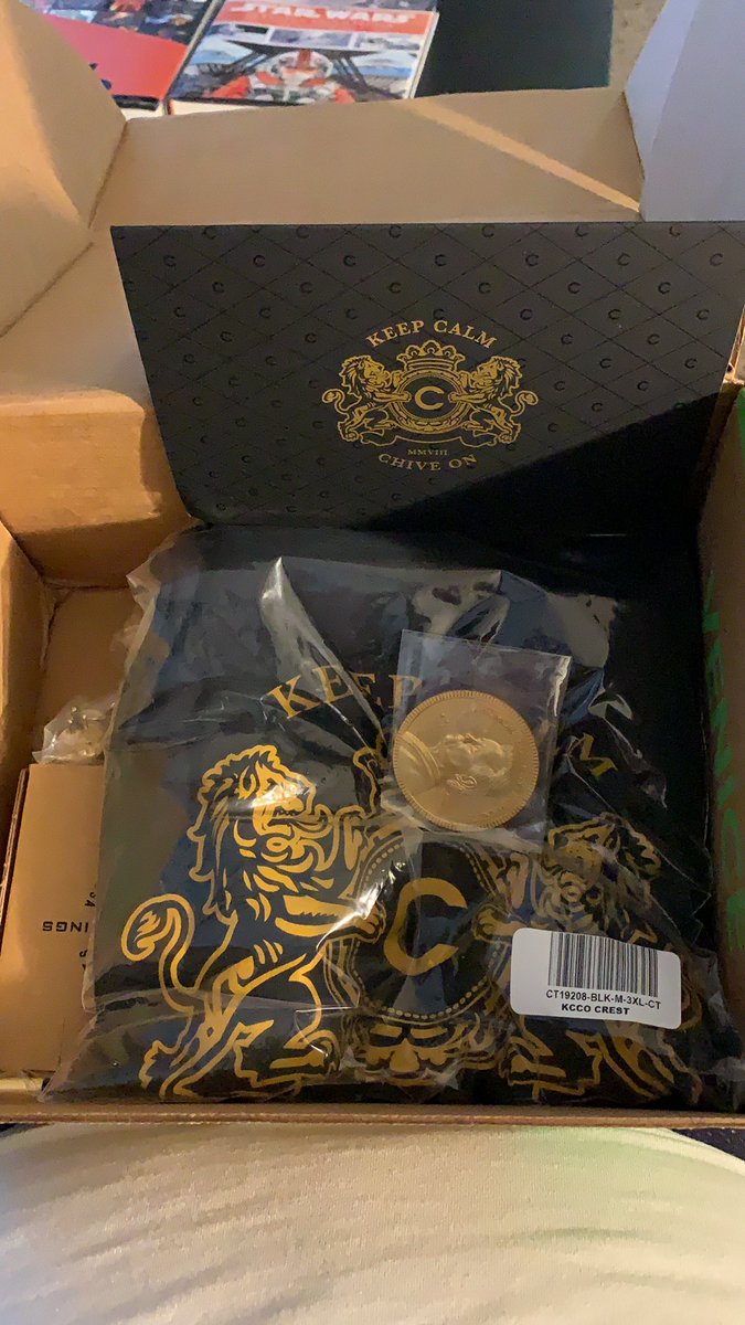 JohnSRisi's tweet photo. So glad I signed up for the #CHIVEBOX this month! Obviously the gold #BFM coin is now my most treasured possession but I also got a personalized card from the man himself, John Resig!! (not personal personalized but who’s gonna check?) @theCHIVE @TheChivery https://t.co/sIZUwBun8F