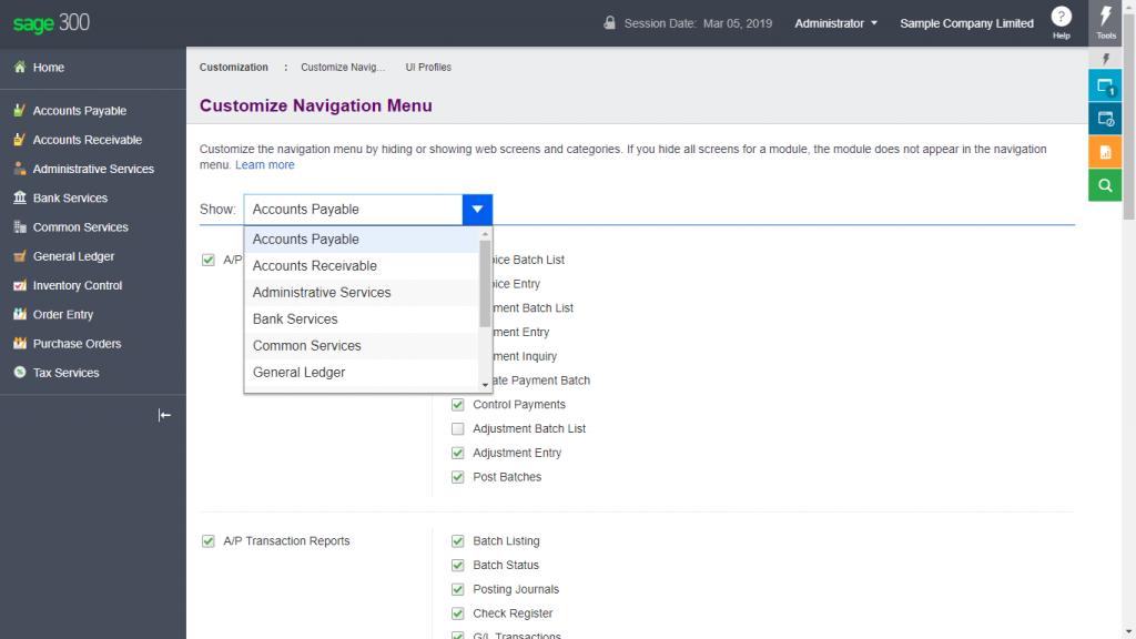 greytrix's tweet image. Customize the navigation menu of Sage 300c in just 4 steps! Know more: bit.ly/2xC7jp1 
#Sage300 #Sage300c #NavigationMenu #Customization #Order #Invoices #Shipments #Payments #BatchList #AccountPayable